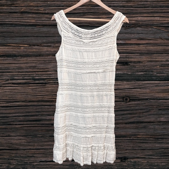 Max Studio Cream Ruffled Tiered Mini Dress - Picture 2 of 3